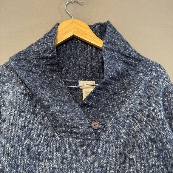 L.L.Bean Women’s Knit Sweater Size Medium Regular Wool Blend Grey/Blue Color - Picture 2 of 7